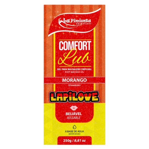 GEL PARA MASSAGEM CORPORAL COMFORT LUB - LAPILUB MORANGO 250g
