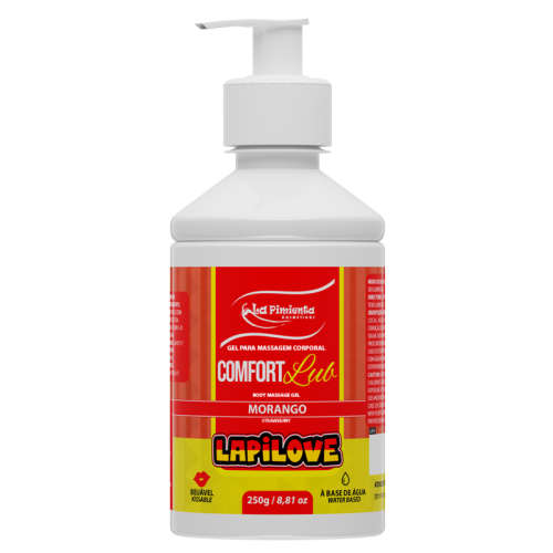 GEL PARA MASSAGEM CORPORAL COMFORT LUB - LAPILUB MORANGO 250g
