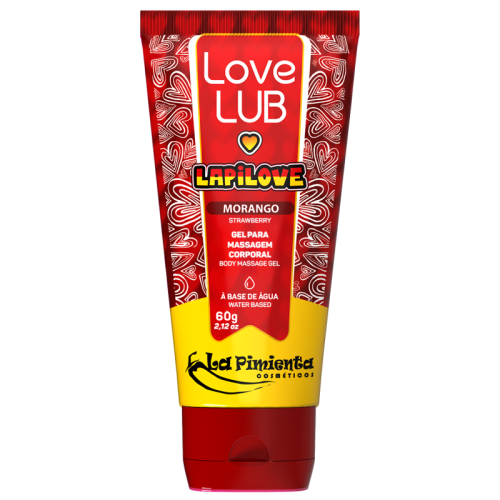 GEL PARA MASSAGEM CORPORAL LAPILOVE MORANGO 60g