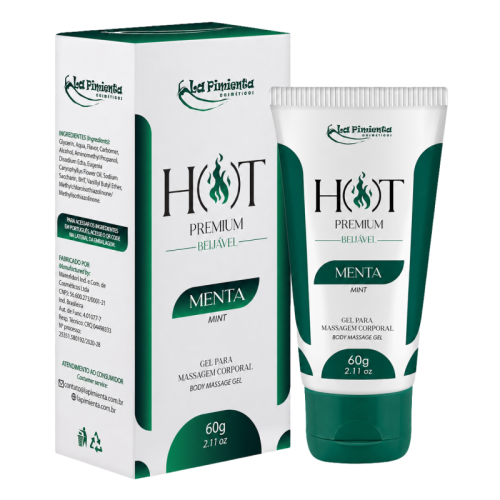 GEL PARA MASSAGEM CORPORAL HOT PREMIUM - MENTA 60g