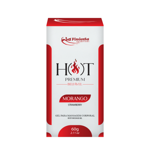 GEL PARA MASSAGEM CORPORAL HOT PREMIUM - MORANGO 60g