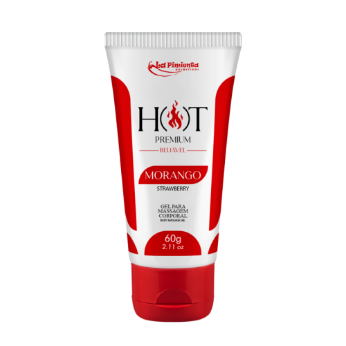 GEL PARA MASSAGEM CORPORAL HOT PREMIUM - MORANGO 60g