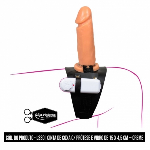 CINTA DE COXA C/ PRÓTESE E VIBRO DE 15 x 4,5cm – CREME