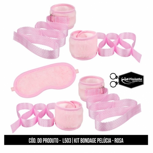 KIT BONDAGE EM PELÚCIA ROSA