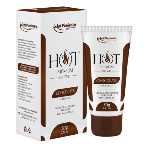 GEL PARA MASSAGEM CORPORAL HOT PREMIUM - CHOCOLATE 60g