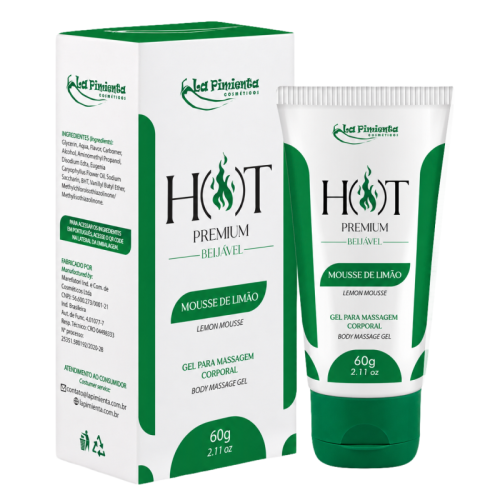 GEL PARA MASSAGEM CORPORAL HOT PREMIUM - MOUSSE DE LIMÃO 