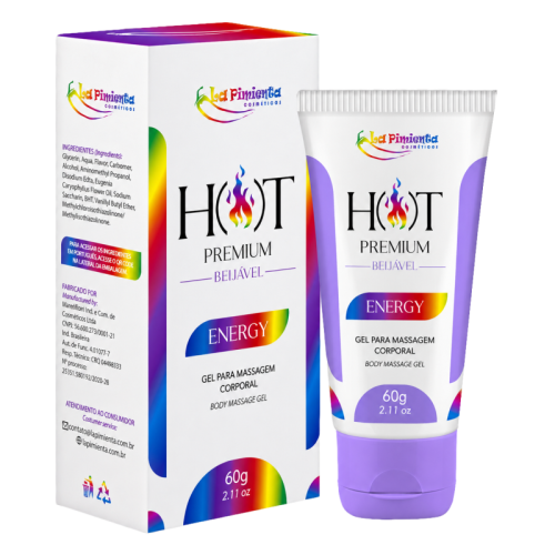 GEL PARA MASSAGEM CORPORAL HOT PREMIUM - ENERGY 60g