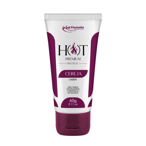 GEL PARA MASSAGEM CORPORAL HOT PREMIUM - CEREJA 60g