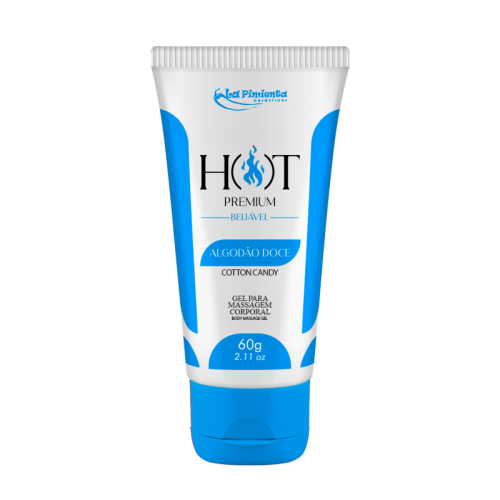 GEL PARA MASSAGEM CORPORAL HOT PREMIUM - ALGODÃO DOCE 60g