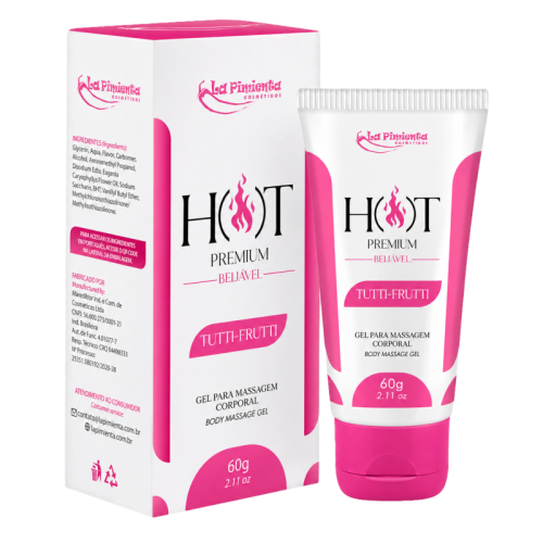 GEL PARA MASSAGEM CORPORAL HOT PREMIUM - TUTTI-FRUTTI 60g