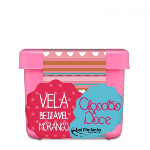 VELA BEIJÁVEL ALGODÃO DOCE MORANGO