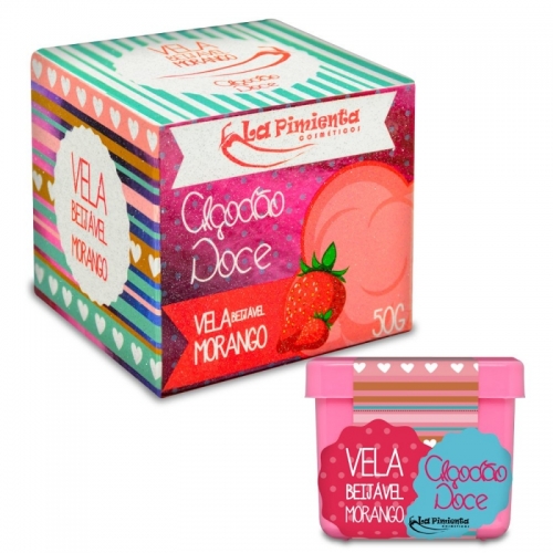 VELA BEIJÁVEL ALGODÃO DOCE MORANGO