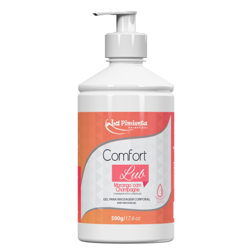 GEL PARA MASSAGEM CORPORAL COMFORT LUB  500G - MORANGO COM CHAMPAGNE
