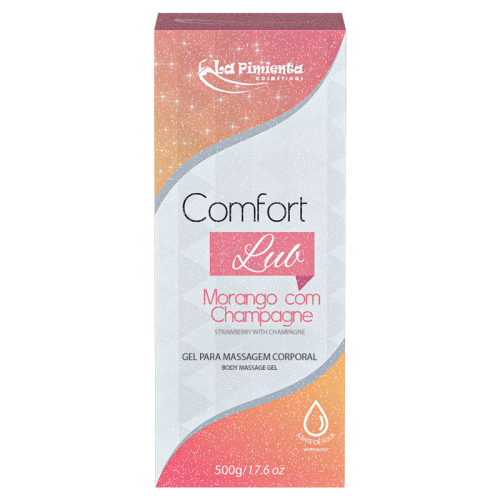 GEL PARA MASSAGEM CORPORAL COMFORT LUB  500G - MORANGO COM CHAMPAGNE